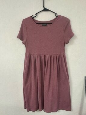 Wild Fable Mauve Waffle Knit Short Sleeve Dress Pockets Juniors Womens Size M